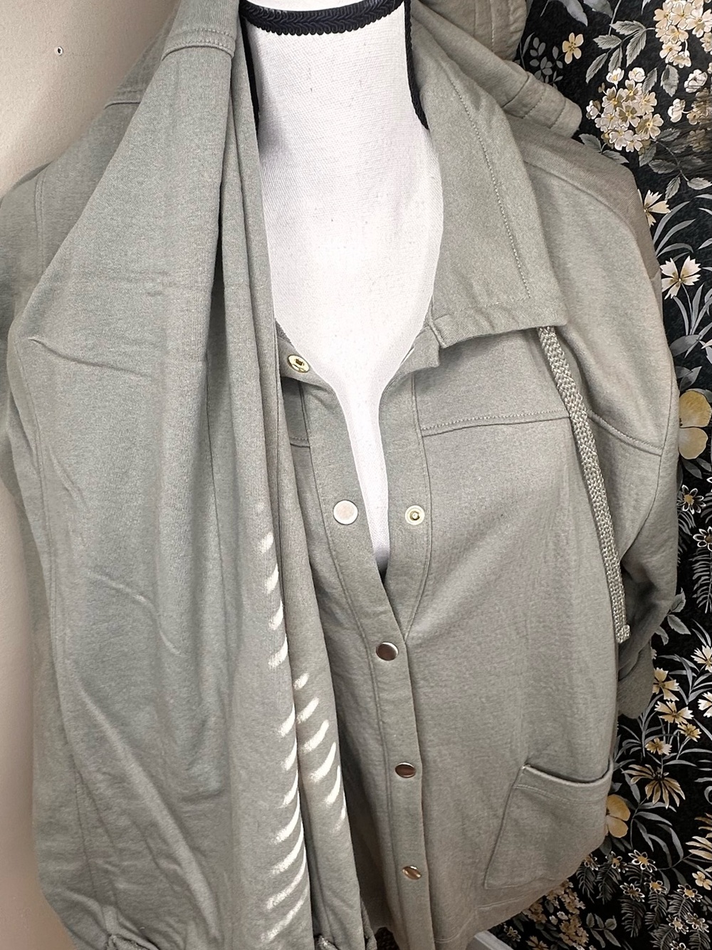 Plus Women's Olive Utility Jacket and pants with Snap Front and Hood